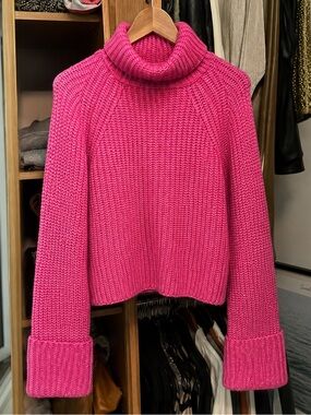 Pink mock neck turtle neck sweater